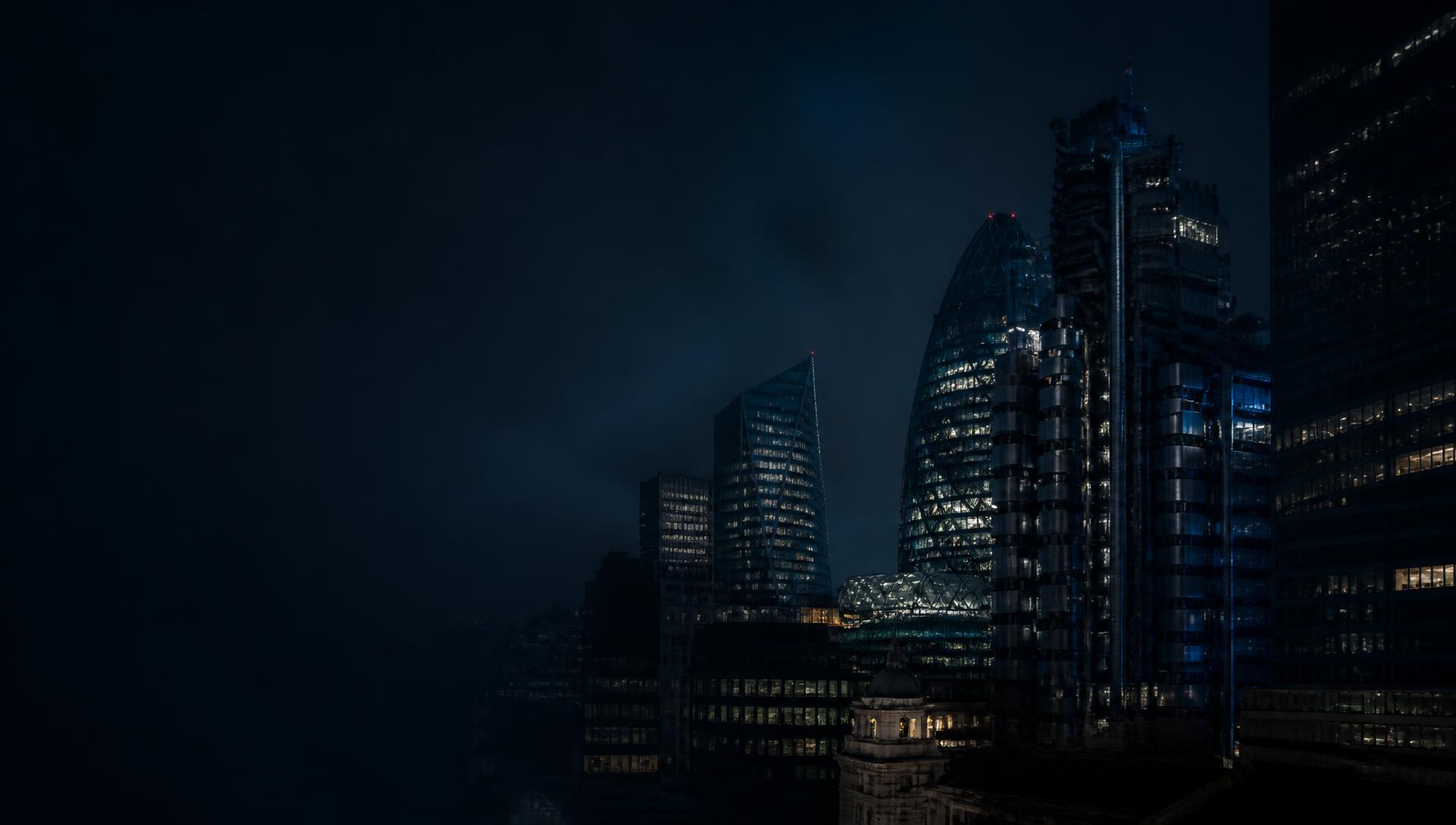 The City of London insurance district at night